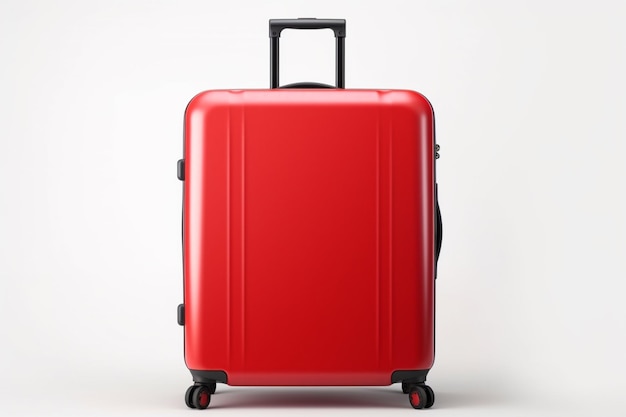 Rode reiskoffer op geïsoleerde witte achtergrond