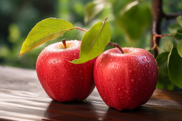 Rode rijpe appels die aan een tak hangen