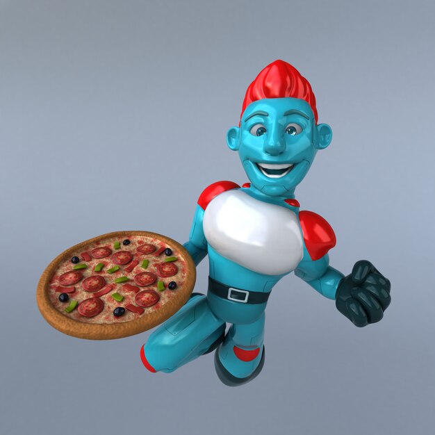 Rode Robot met pizza