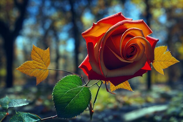 rode roos bloeit in het herfstseizoen
