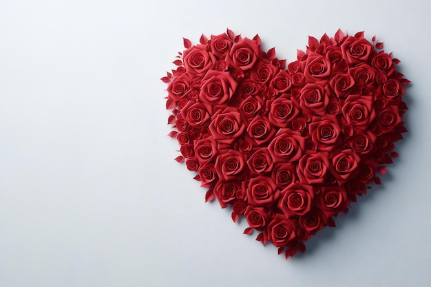 Rode roos bloem bouquet hartvorm op lichte achtergrond