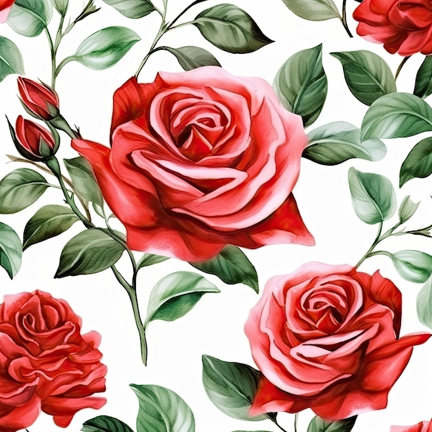 rode roos bloemen aquarel naadloze patronen