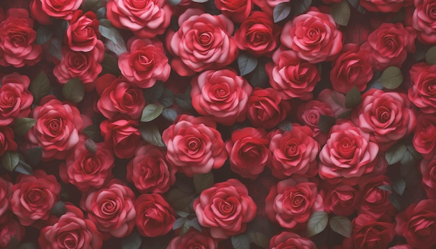 Rode roos bloemen muur top view bloem muur achtergrond