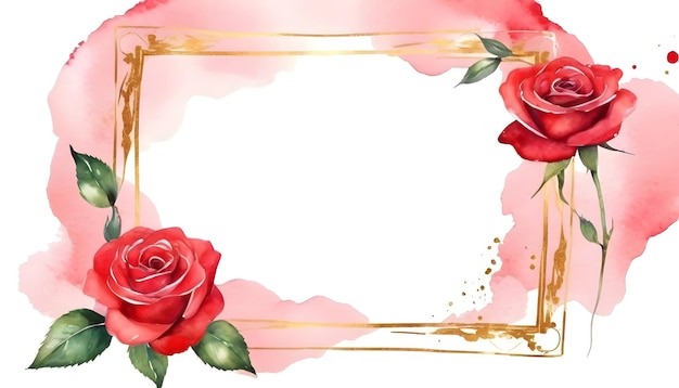 Rode Roos Liefde Frame bloemrijke achtergrond