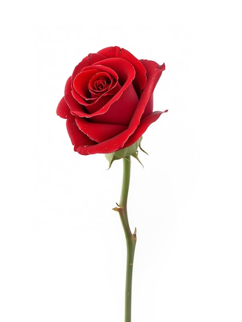 Foto rode roos stengel met bladeren geïsoleerd op transparante achtergrond knipsel