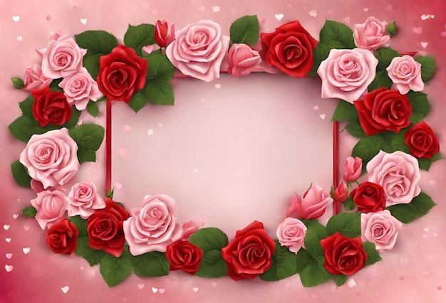 rode rozen bloemen frame achtergrond met tekstruimte
