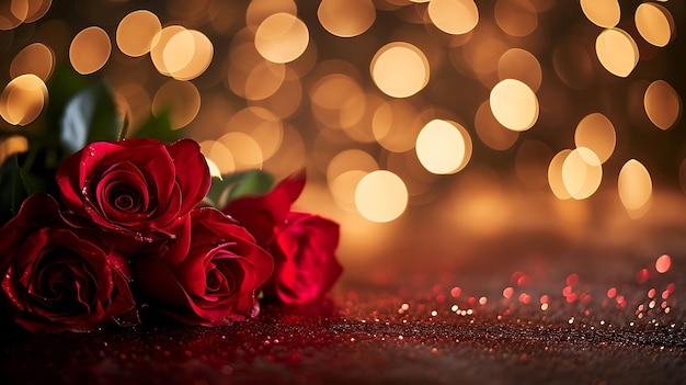 rode rozen met bokeh valentines inrichting met rode rozen