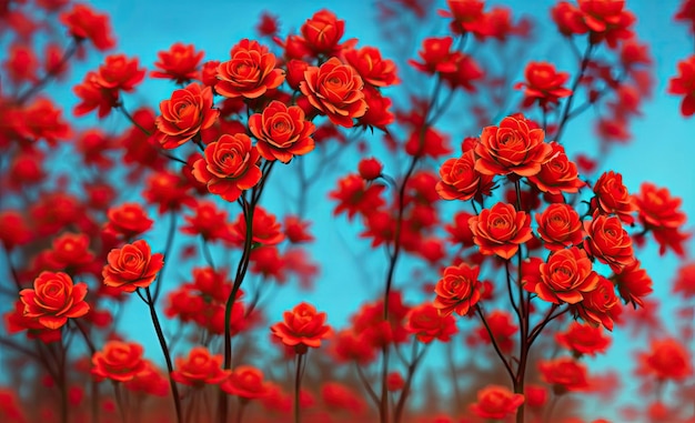 Rode rozen op een blauwe achtergrond