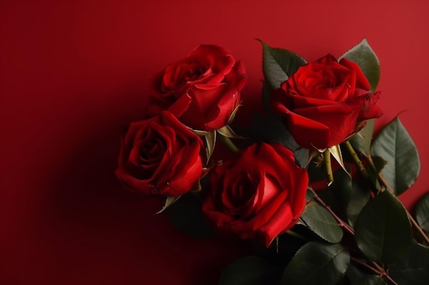 Rode rozen op een rode achtergrond
