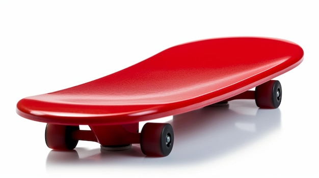 Rode skateboard dek geïsoleerd op witte achtergrond Generatieve Ai