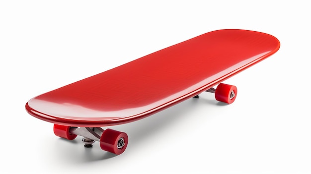 Rode skateboard dek geïsoleerd op witte achtergrond Generatieve Ai