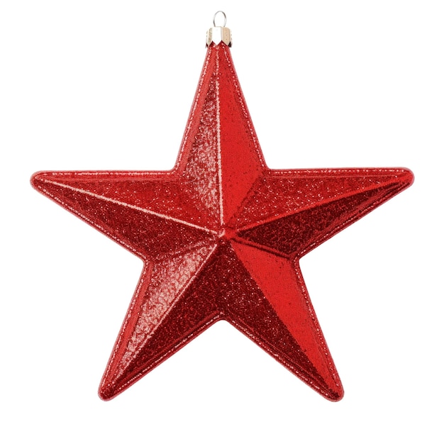 Rode ster kerstboom decoratie geïsoleerd op witte doorzichtige achtergrond
