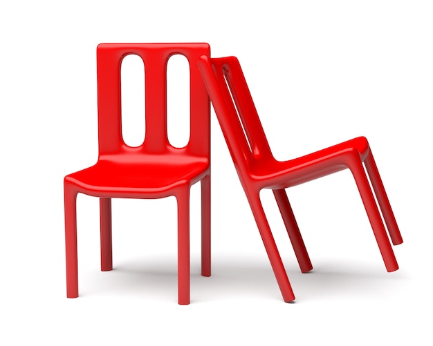 Rode stoel twee die op witte achtergrond wordt geïsoleerd