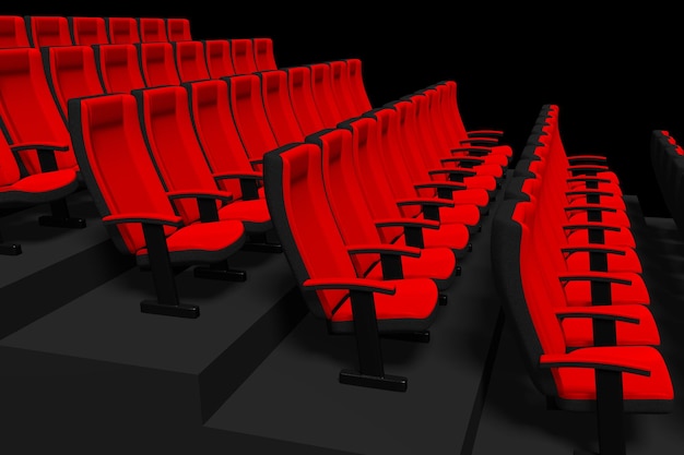 Foto rode stoelen in bioscoop bioscoop 3d illustratie