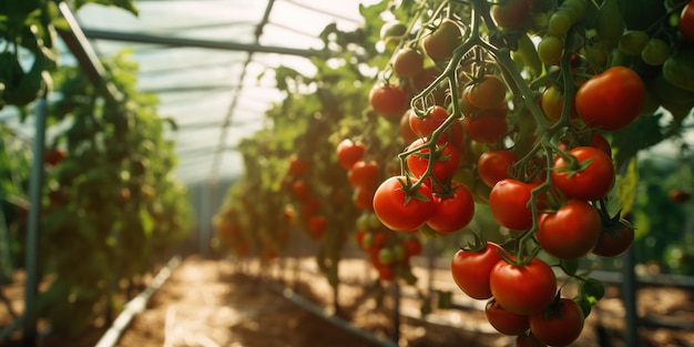 Rode tomaten in een serre