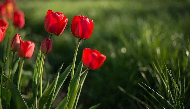 Rode tulp in de tuin