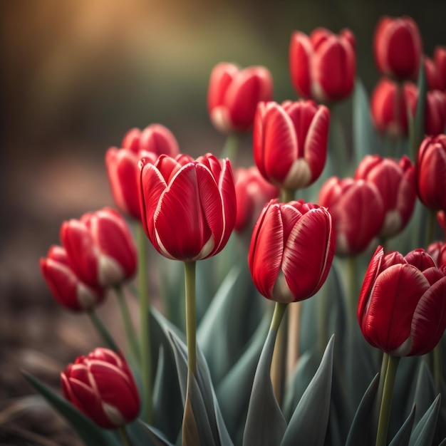 rode tulpen op onscherpe achtergrond