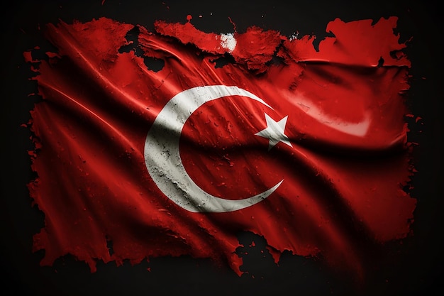 Rode Turkse vlag wappert. Vlag van Turkije