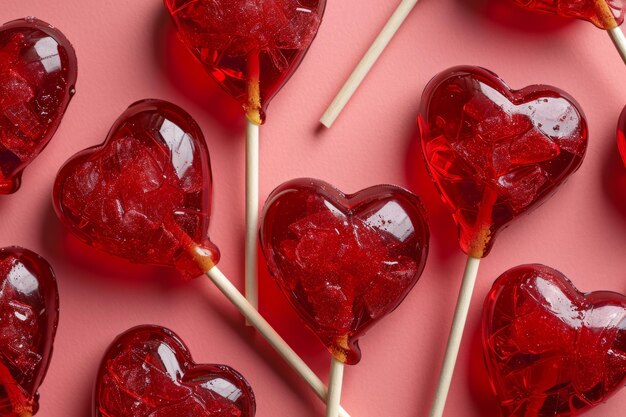 Rode Valentijnsdag hartvormige lolly snoepjes