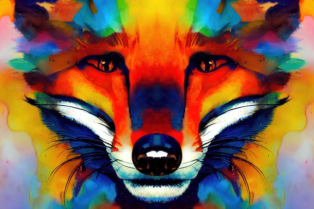 Rode vos gezicht kleur illustratie