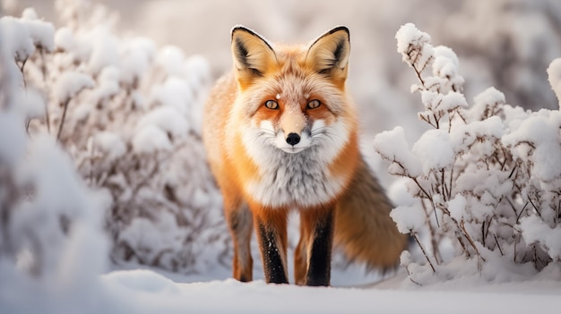 Rode vos verkent het prachtige winterlandschap