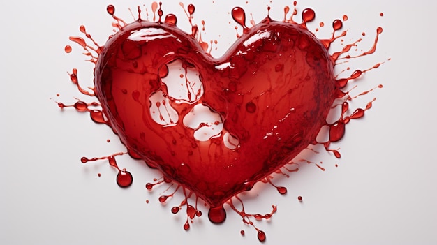 rode watervlekken die een abstracte vorm van een hart vormen