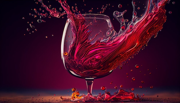 Rode wijn die uit een glas spatgeneratieve ai