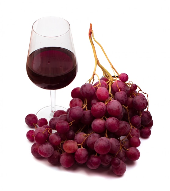 Rode wijn en druiven