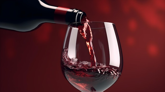 Rode wijn, gieten in glas