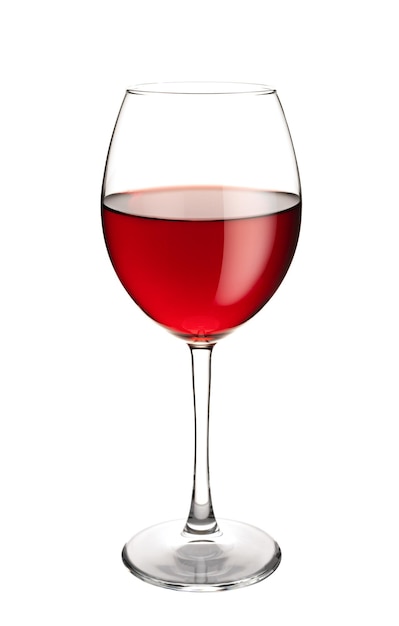 Foto rode wijnglas geïsoleerd op een witte achtergrond