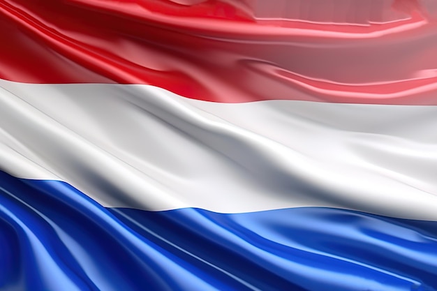 Foto rode witte en blauwe achtergrond zwaaiend met de nationale vlag van nederland zwaaide een zeer gedetailleerd
