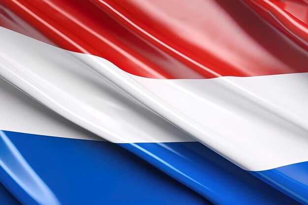 Foto rode witte en blauwe achtergrond zwaaiend met de nationale vlag van nederland zwaaide een zeer gedetailleerd