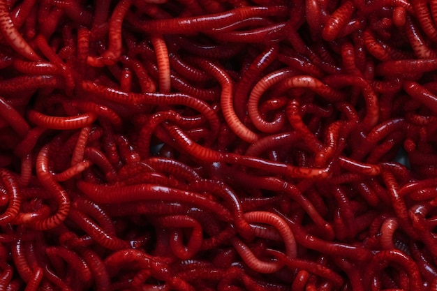 rode wormen fullframe achtergrond en naadloze textuur Neuraal netwerk gegenereerd in mei 2023 Niet gebaseerd op een daadwerkelijke scène of patroon