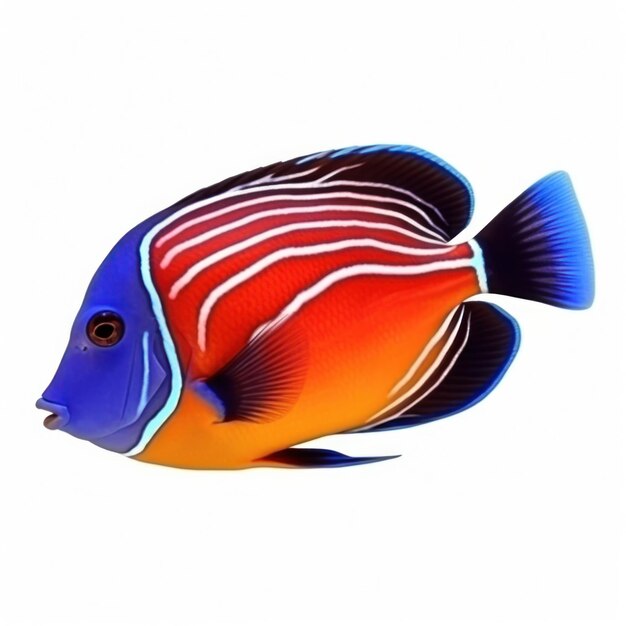 Rode zee clown tang vis geïsoleerd op wit Illustratie AI GenerativexA