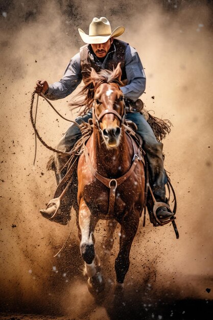 Rodeo bronc rider action shot photograph looking at camera highly detailed