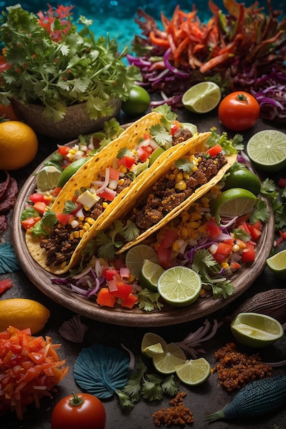 Roekeloos gemaakte Mexicaanse rundvlees burrito op rustiek houten bord taco Mexicaanse taco's met rundvlees maïs en salsa Mexicaanse keuken