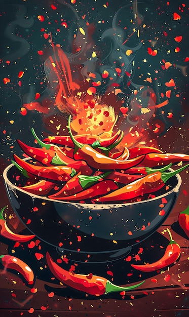 Роган Джош Постер блюда с кашмирским чили и специями Ди Иллюстрация Еда Питье Индийские ароматы