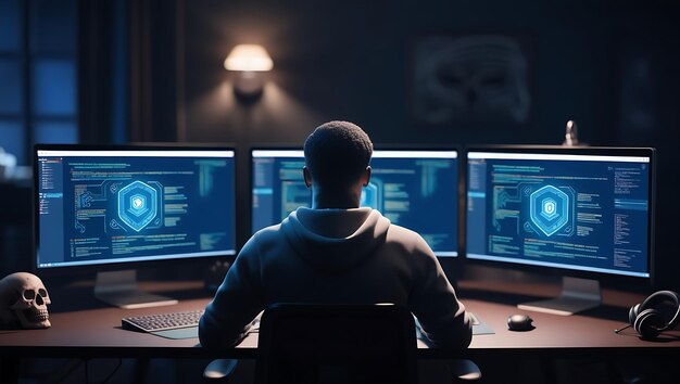 a rogue computer scientist hacker uses ai to create a script that tricks the firewall