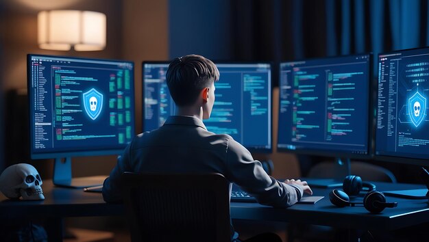 a rogue computer scientist hacker uses ai to create a script that tricks the firewall