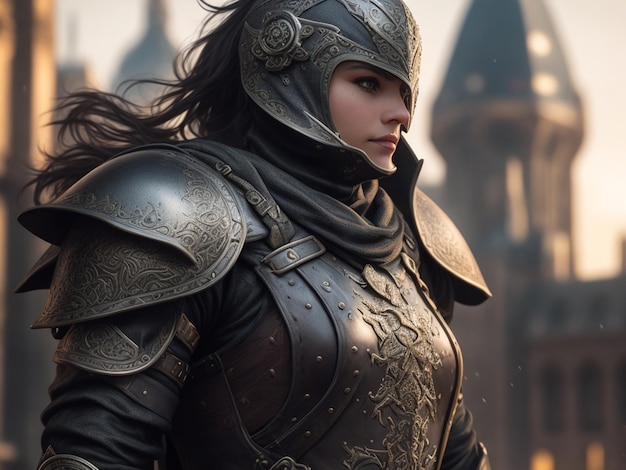 Rogue fantasy leather armour city background exquisite detail