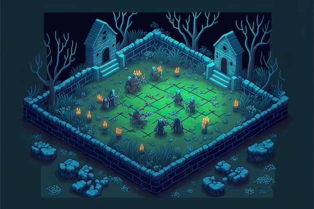 Roguelike video game flat illustration