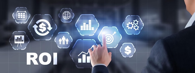 Photo roi return on investment business analysis finance concept