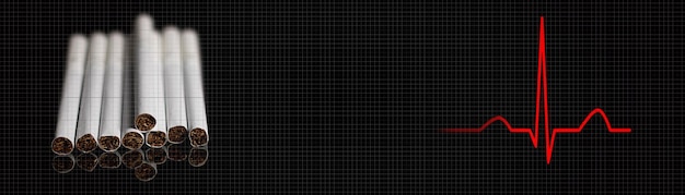 Roken gevaar concept. Hartritme ECG, ECG.