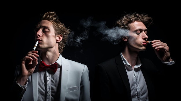 Foto rokende mannen ongezonde gewoonte vastgelegd in portret