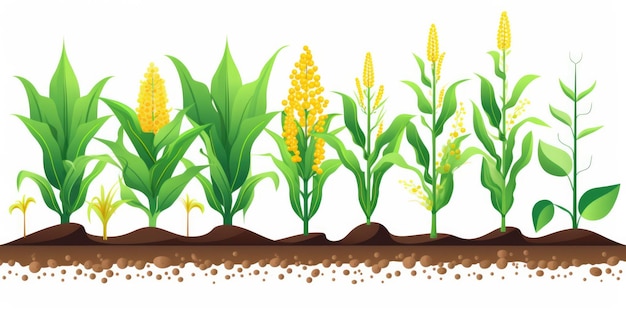 Photo the role of mineral nutrients in corn plants and soil life with digital mineral nutrients icons