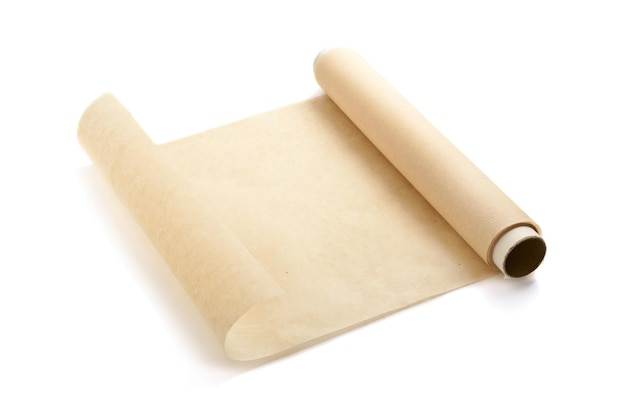 Roll Of Baking Parchment Paper Isolated On White Stock Photo, Picture and  Royalty Free Image. Image 43938815.