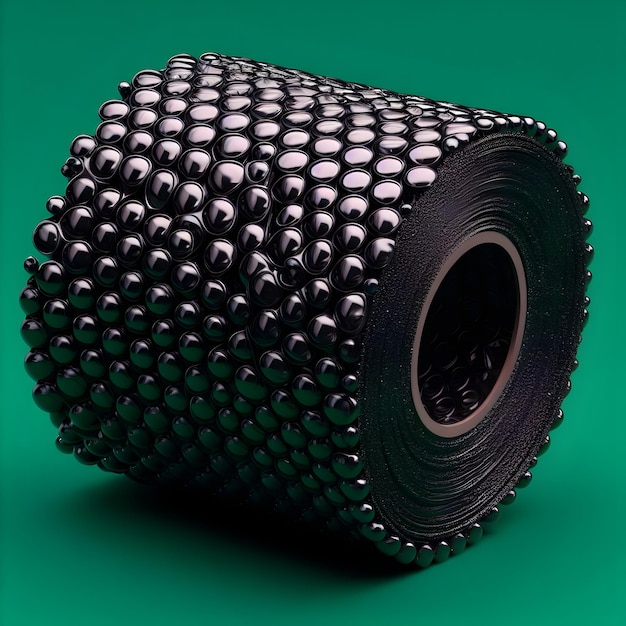 Photo a roll of black bubble wrap