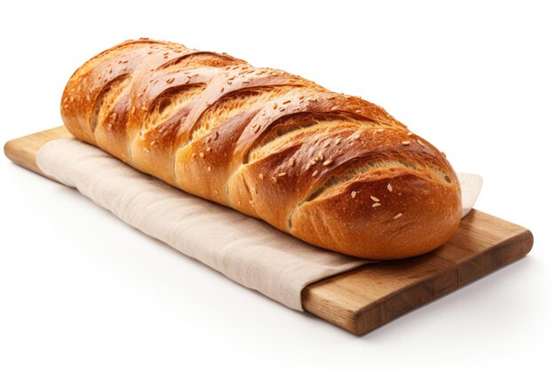 A roll of bread on white background commercial imagery
