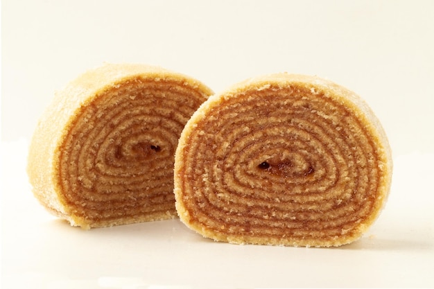 Roll cake isolated on white background