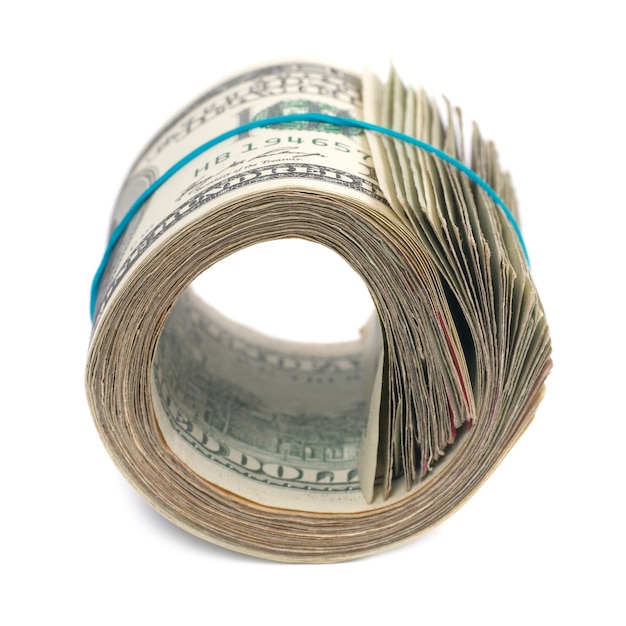 Roll of money- cash of US dollars isolated